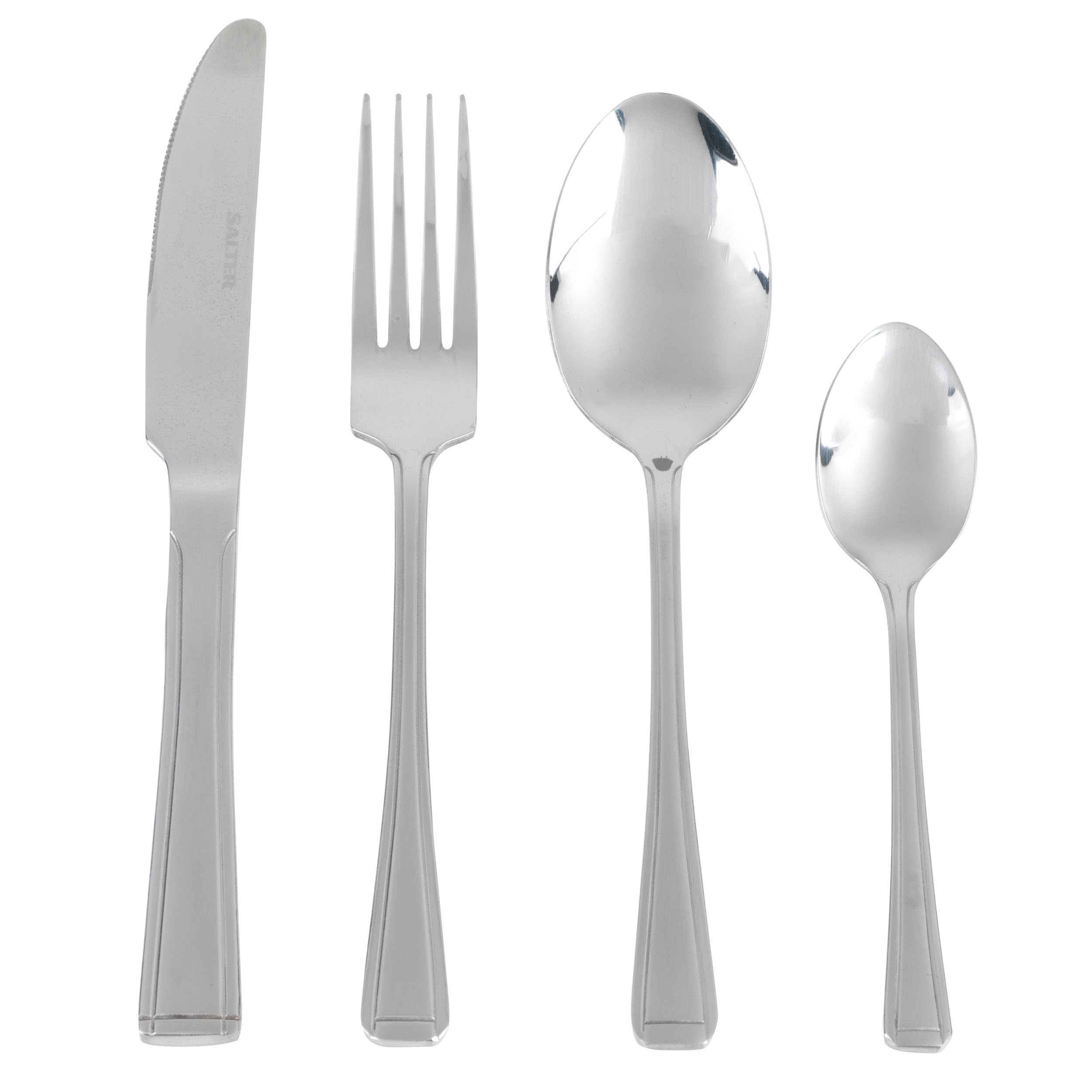 Salter Buxton Set di posate 24 pezzi - Servizio in acciaio inox per 6 persone, stoviglie con forchette, coltelli, cucchiaini e cucchiai da tavola, posate lavabili in lavastoviglie, BW031401HSMFOB