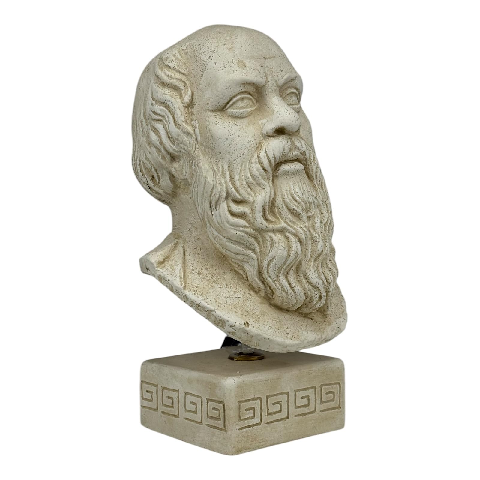 Sócrates - Cabeza de filósofo griego antiguo, piedra fundida, color beige