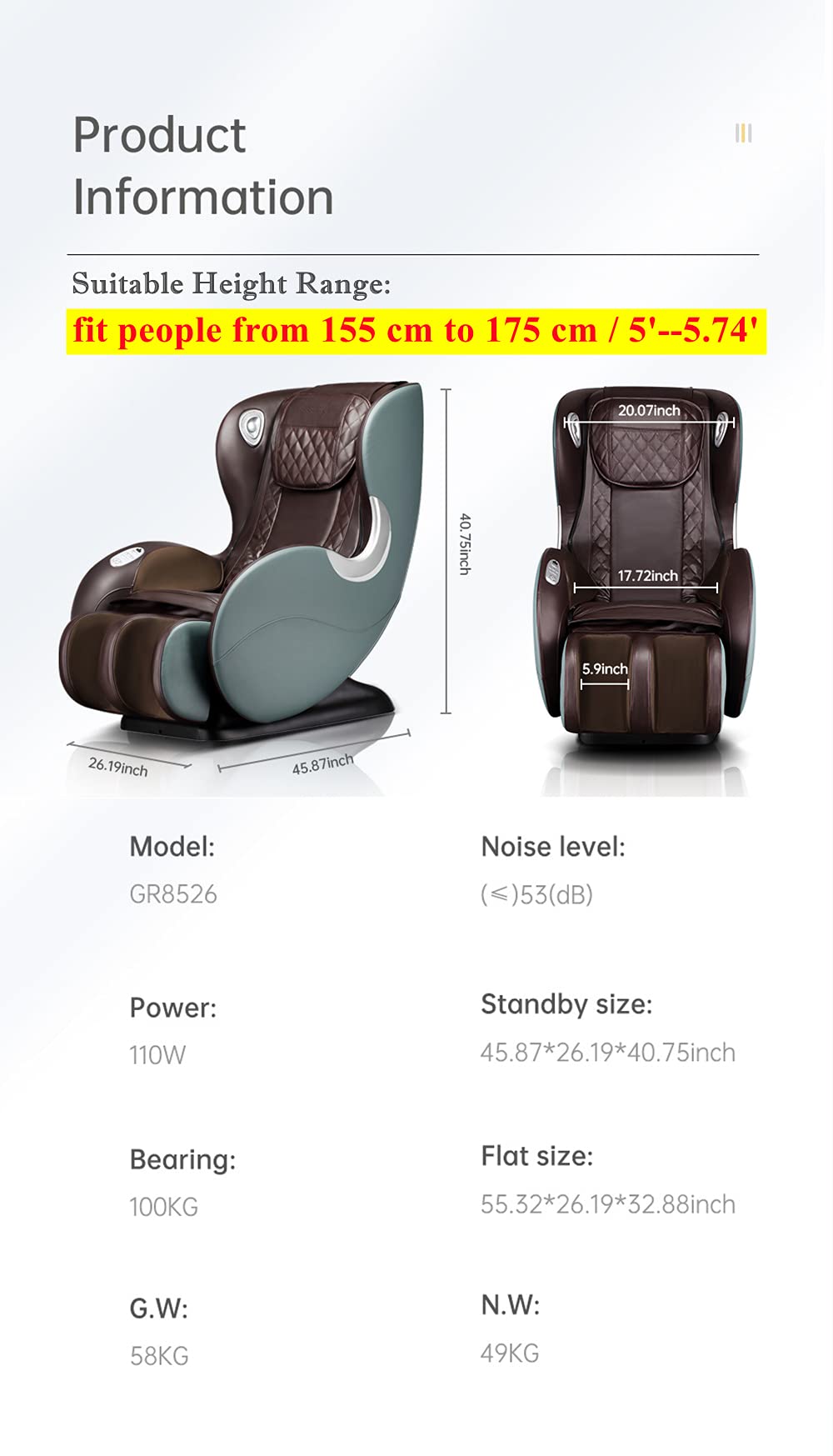Buy BOSSCARE Small Massage Chairs SL Track Full Body Massage Recliner