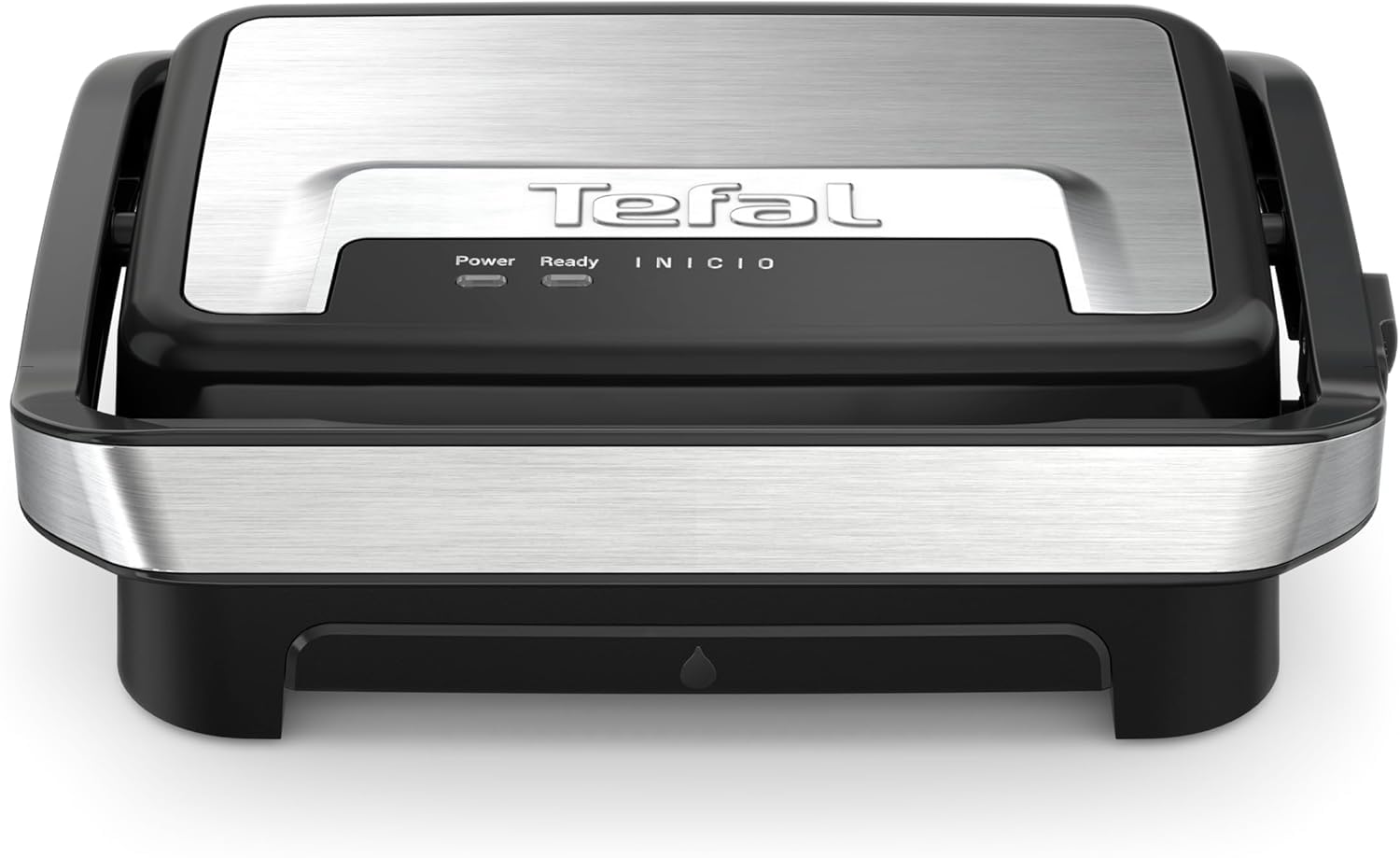 Tefal Inicio Compact 2-in-1 Kontakt- und Paninigrill, 1000 W, kompaktes Design, Edelstahlgehäuse, Saftauffangschale, antihaftbeschichtete Grillplatten, Edelstahl/Schwarz, GC270D10