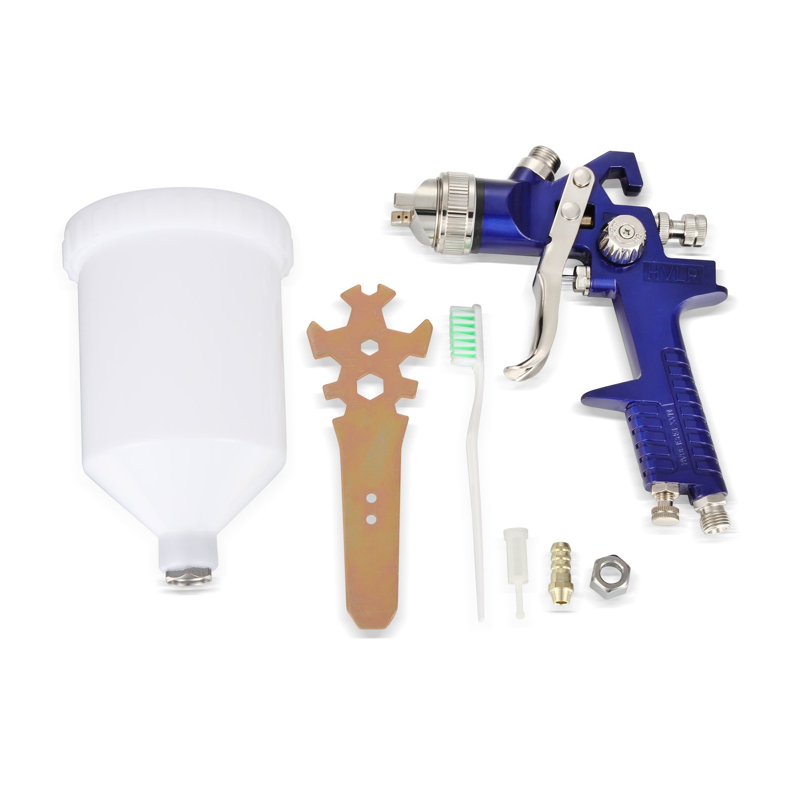 Madlife Garage Professional Gravity Fed 1.7mm 600ml Stainless Nozzle Mini Gem Blue 600cc Capacity High Volume Low Pressure Air Spray Paint Gun for Car Furniture Painting