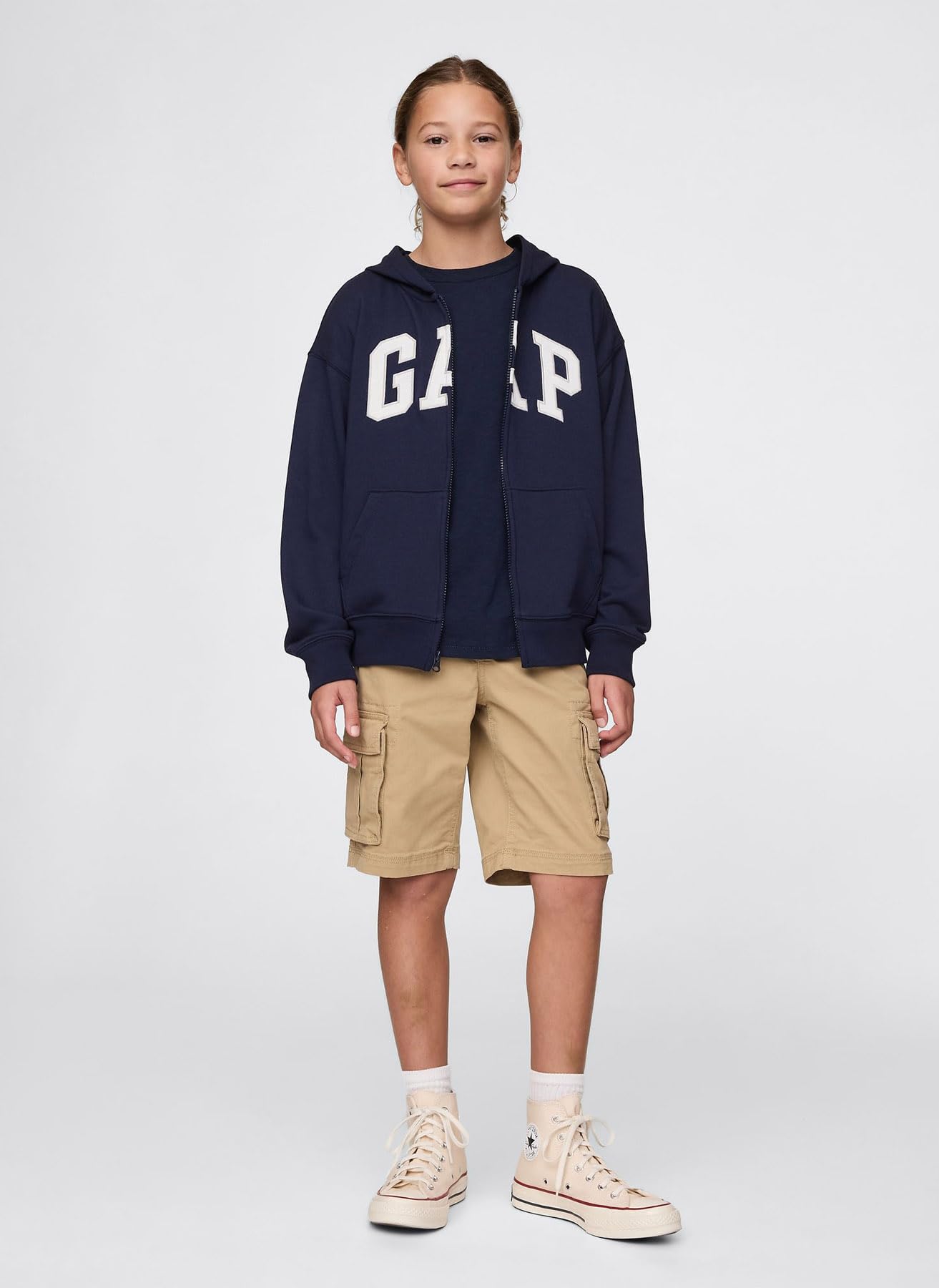 Erkek Çocuk Gap Logo Relaxed Fermuarlı Lacivert Sweatshirt