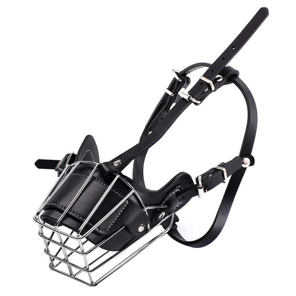 TOYHEART Bozal para Perros Que Previene Las Mordeduras, Boca De Perro para Mascotas, Transpirable, Ajustable, Antimordida, Cubierta Protectora De Bozal De Metal para Perros Negro Grande