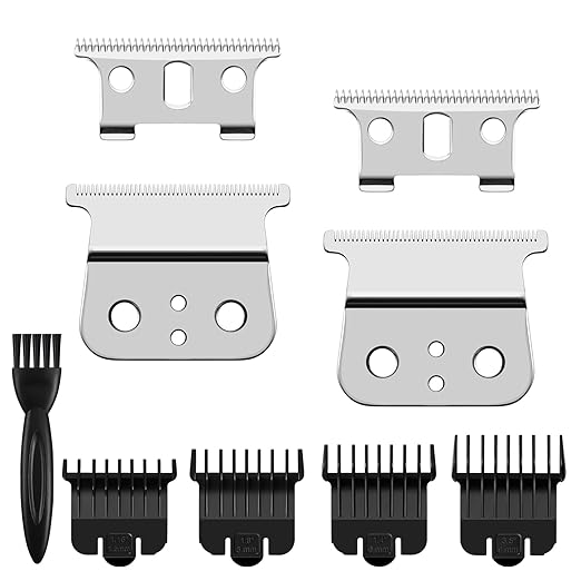 2 Pack T Outliners Blades Compatible with Andis T Outliner & GTX Trimmer, Replacement Blade Compatible with Andis #04710 and Andis #04521 (Sliver Steel T Blade + Sliver Steel Blade)