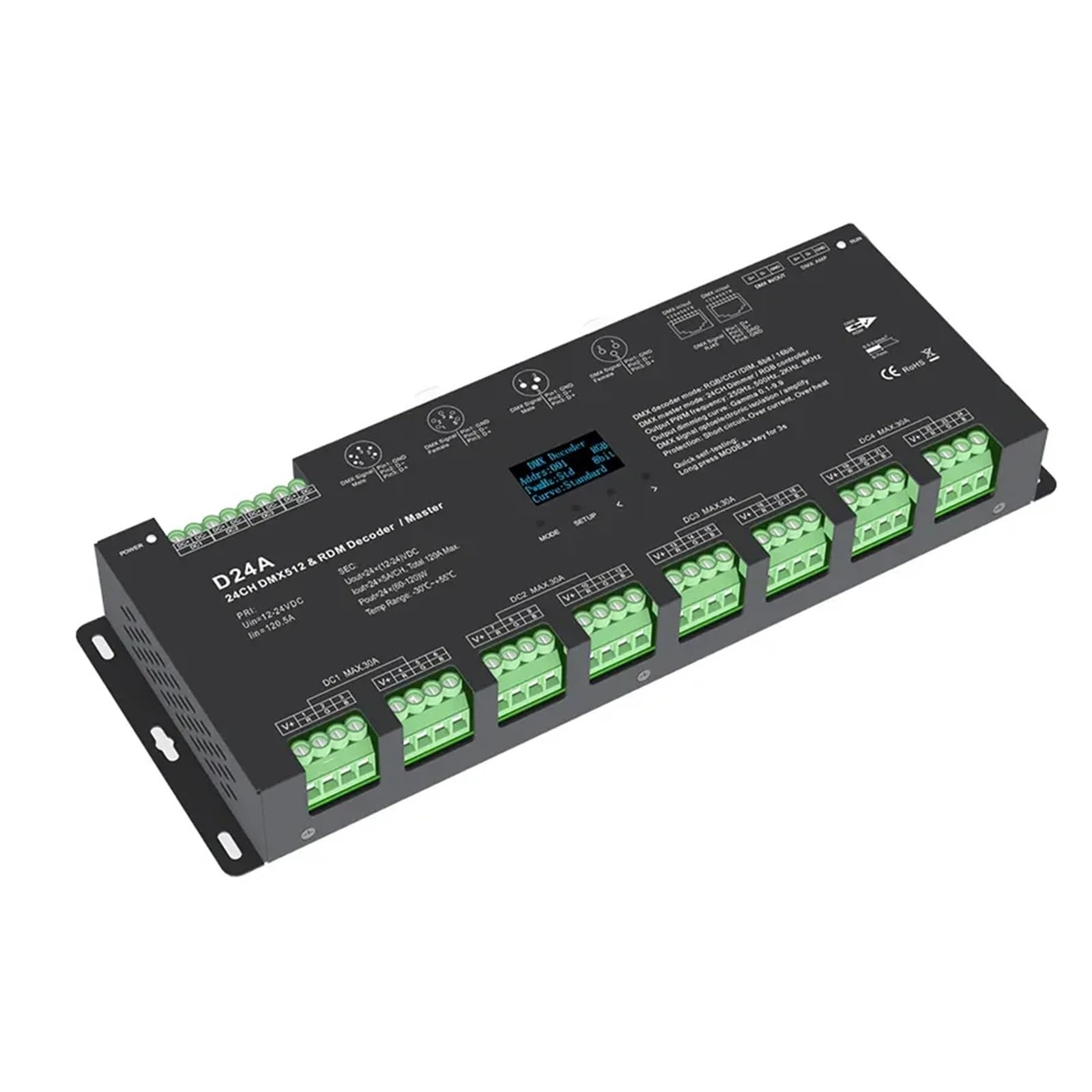 DMX-Decoder Digital D4 D4-E D4-P D4-XE D5 D12 D24 D12A RF-Steuerung/Din-Schiene/Mehrere Dimmer PWM for LED-Streifen (Color : D12 Only)