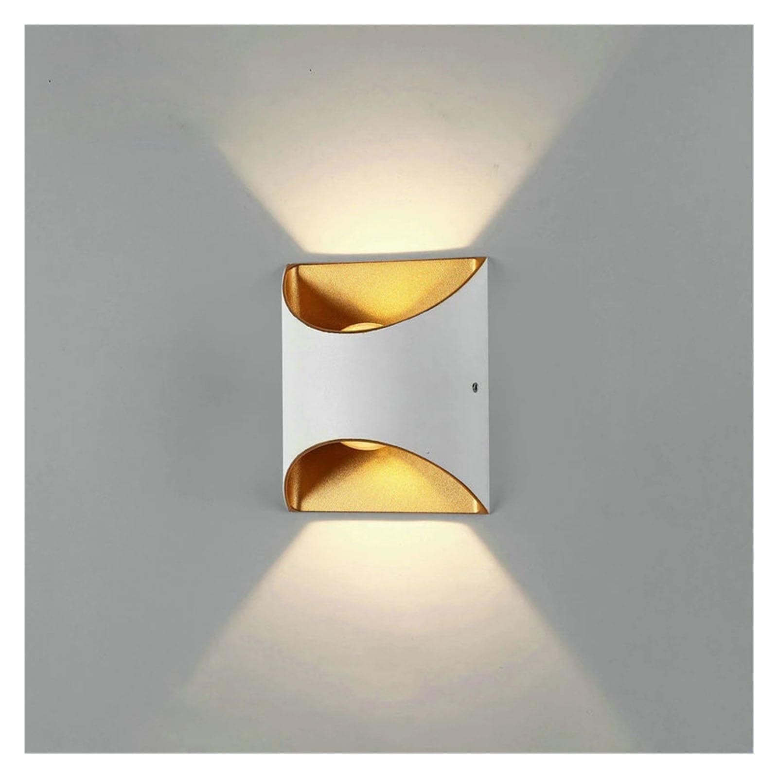 KUNYOS Outdoor LED Wall Sconces Waterproof Balcony Villa Courtyard Bedside Lamp Living Room Simple and Modern Light(Warm White (2700-3500K),White_12.2X10.4X4.8CM_6W)