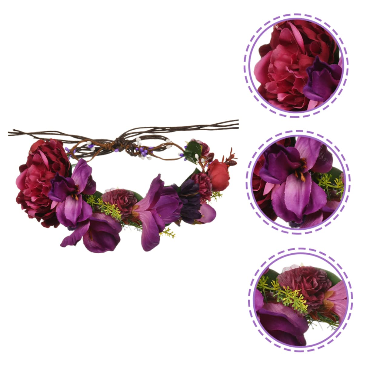 Beaupretty 4 Piezas Bridal Diadema De Flores De Novia De Flores Para El Cabello Diadema De Flores Moradas Diadema De Flores De Playa Cabeza De Flor Tela Boda Dama De Honor