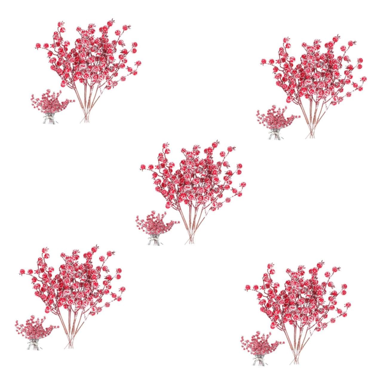 Garneck 50 Pezzi Decorazione Albero Di Natale Frutta Rossa Festa Bacche Di Natale Artificiali Bacche Rosse Di Natale Bacche Di Agrifoglio Bacche Artificiali Picks Decorazione Da Sera Para