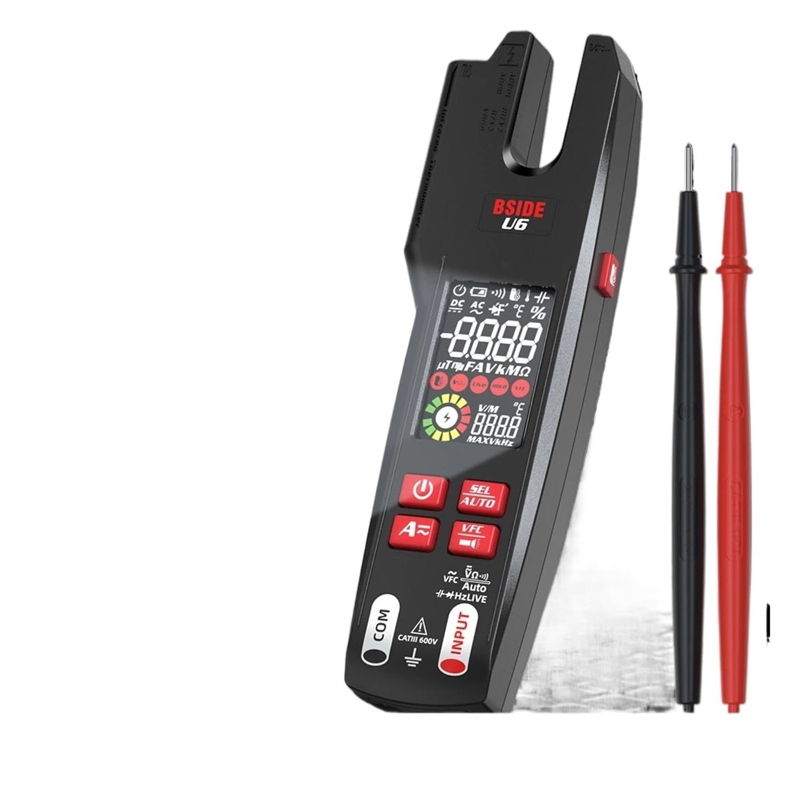 600A Pinza amperometrica digitale True RMS AC DC rilevamento NCV | Misura corrente AC DC e valori elettrici senza scollegare i circuiti per manutenzione e diagnosi(U6 Fork Clamp Meter)