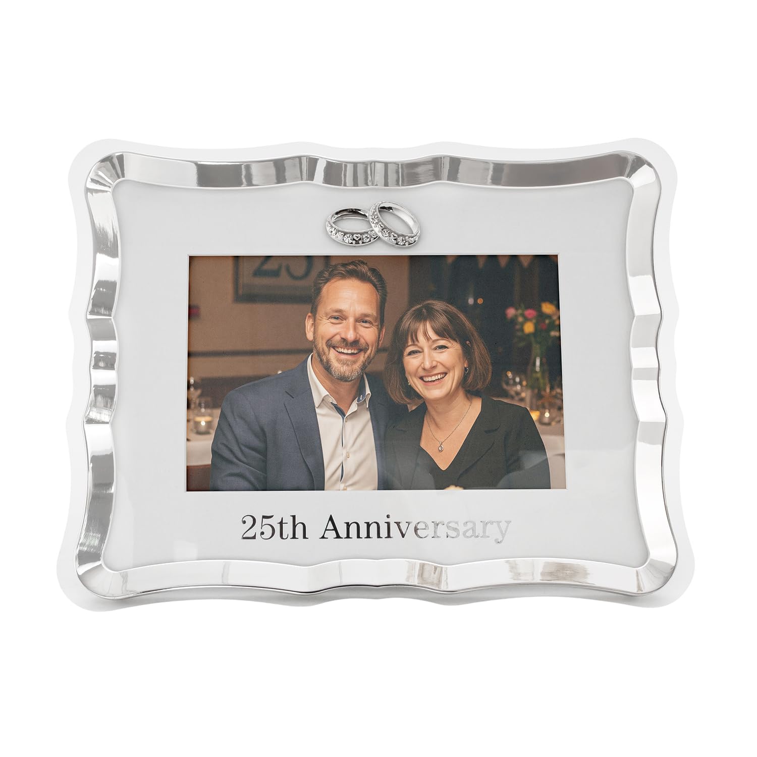 Happy Homewares Modern 25Th Anniversary Picture Frame In Silver Plating With Rings from B&Q
