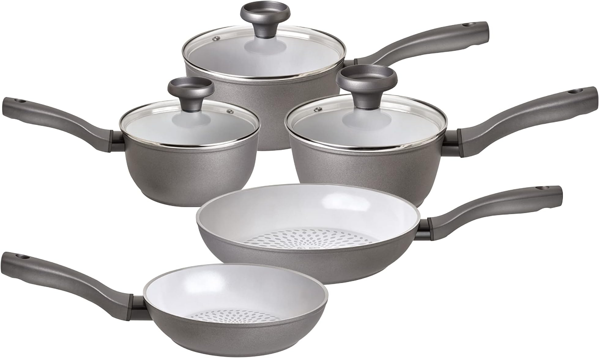Prestige Eco Non Stick Pots and Pans Set 5 Piece Recycled Induction Hob Pan Set with Lids