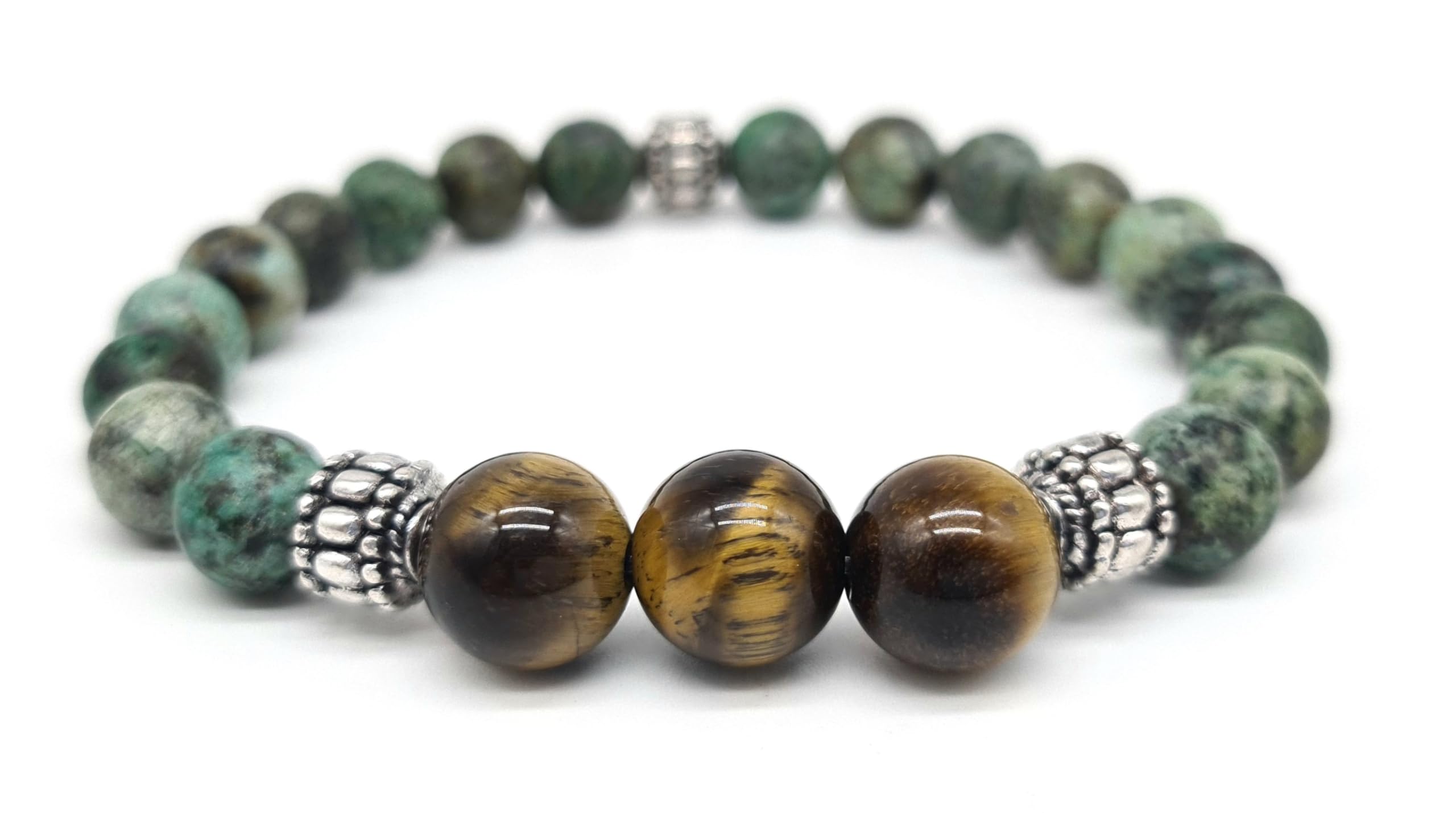 Tigerauge Afrikanischer Türkis Armband | Naturstein Perlenarmband für Frauen und Männer | handmade Tolle Geschenkidee | inklusive Schmuckbox
