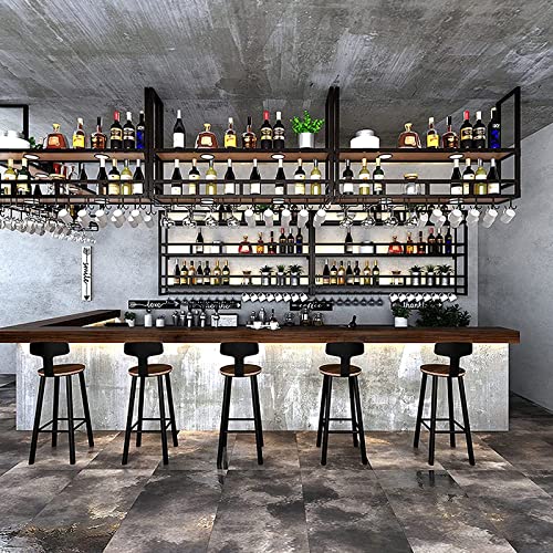 Estante para vino industrial de hierro y madera 80 cm miniatura 5