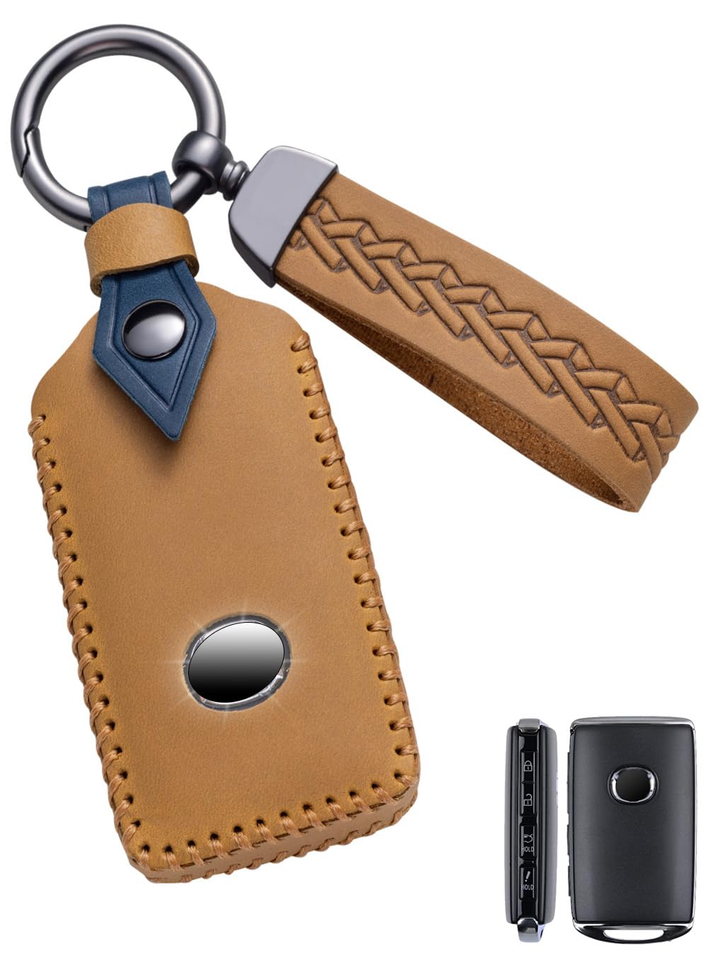 YINEOR for Mazda Key Fob Cover Leather Car Key Case Protector keychain Smart Key Fob Holder Compatible for Mazda 3 Hatchback 2019-2024 for Mazda 6 CX-