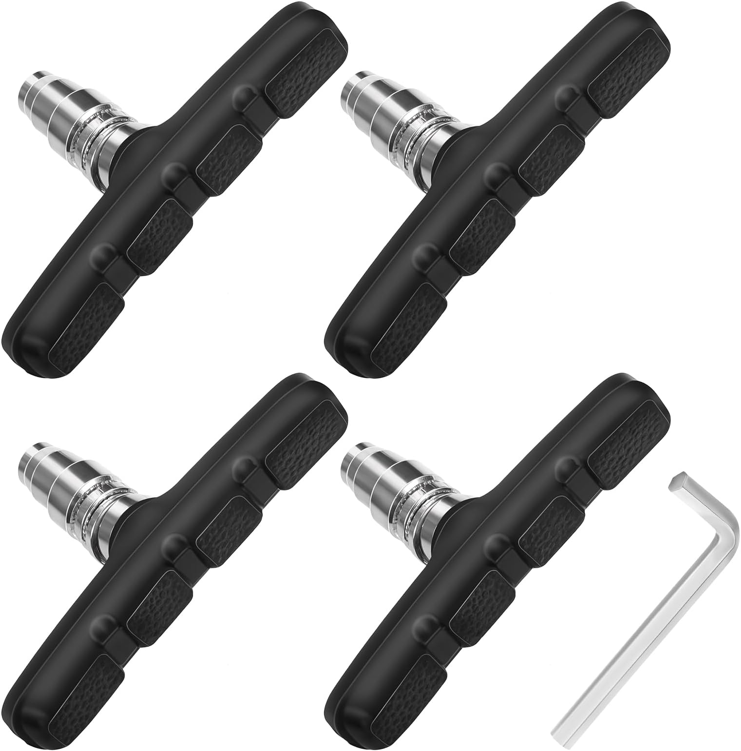 Gjinxi 4Pcs Premium Bike Brake Pads, Bike Brake Blocks Kit with Hex Nut, Powerful Mountain Bicycle V-Brake Pads, Bike Brake Pads Replacement for Front and Back Wheel