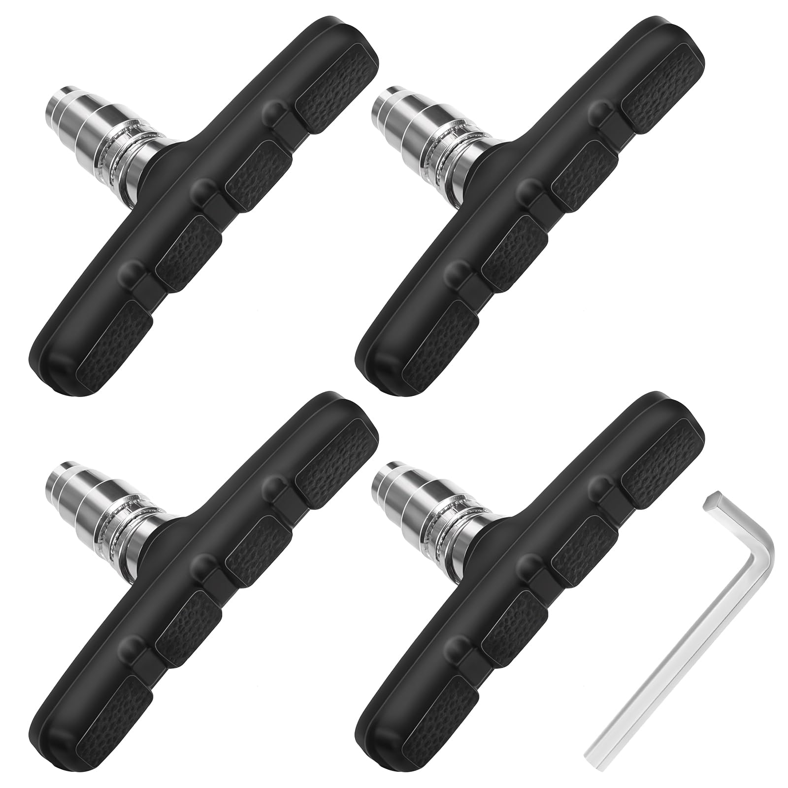 Gjinxi 4Pcs Premium Bike Brake Pads, Bike Brake Blocks Kit with Hex Nut, Powerful Mountain Bicycle V-Brake Pads, Bike Brake Pads Replacement for Front and Back Wheel