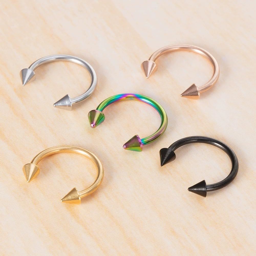 10Pcs 16G Stainless Steel Spike Lip Rings Snake Bite Jewelry Horseshoe Septum Ring Cartilage Helix Tragus Hoop Earrings Body Piercing Jewelry for Women Men 8mm 10mm - Image 4
