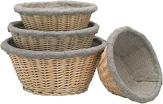 PEGANE Banneton en Osier entoilé Rond - 21 cm