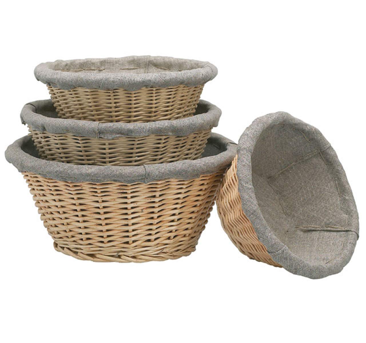 PEGANE Banneton en Osier entoilé Rond - 29 cm
