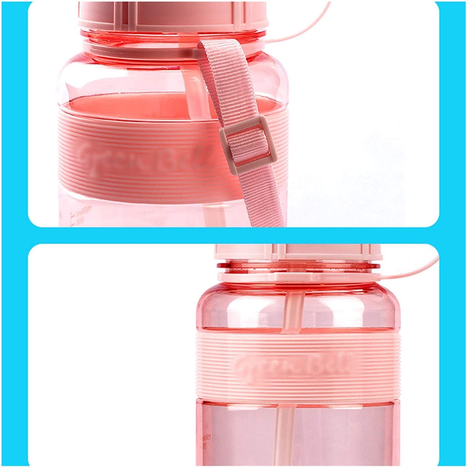 Bottiglia Acqua Bottiglia Bottiglia di acqua motivazionale portatile, con bottiglia da bere paglia, tempo segnato acqua brocca Ideale for la corsa in bicicletta escursionistica palestra Borracce Borra