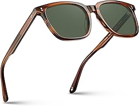 Gafas de sol polarizadas de acetato CARFIA para hombres con protección UV400, clásicos estilo retro, formas cuadradas, gafas de conducción