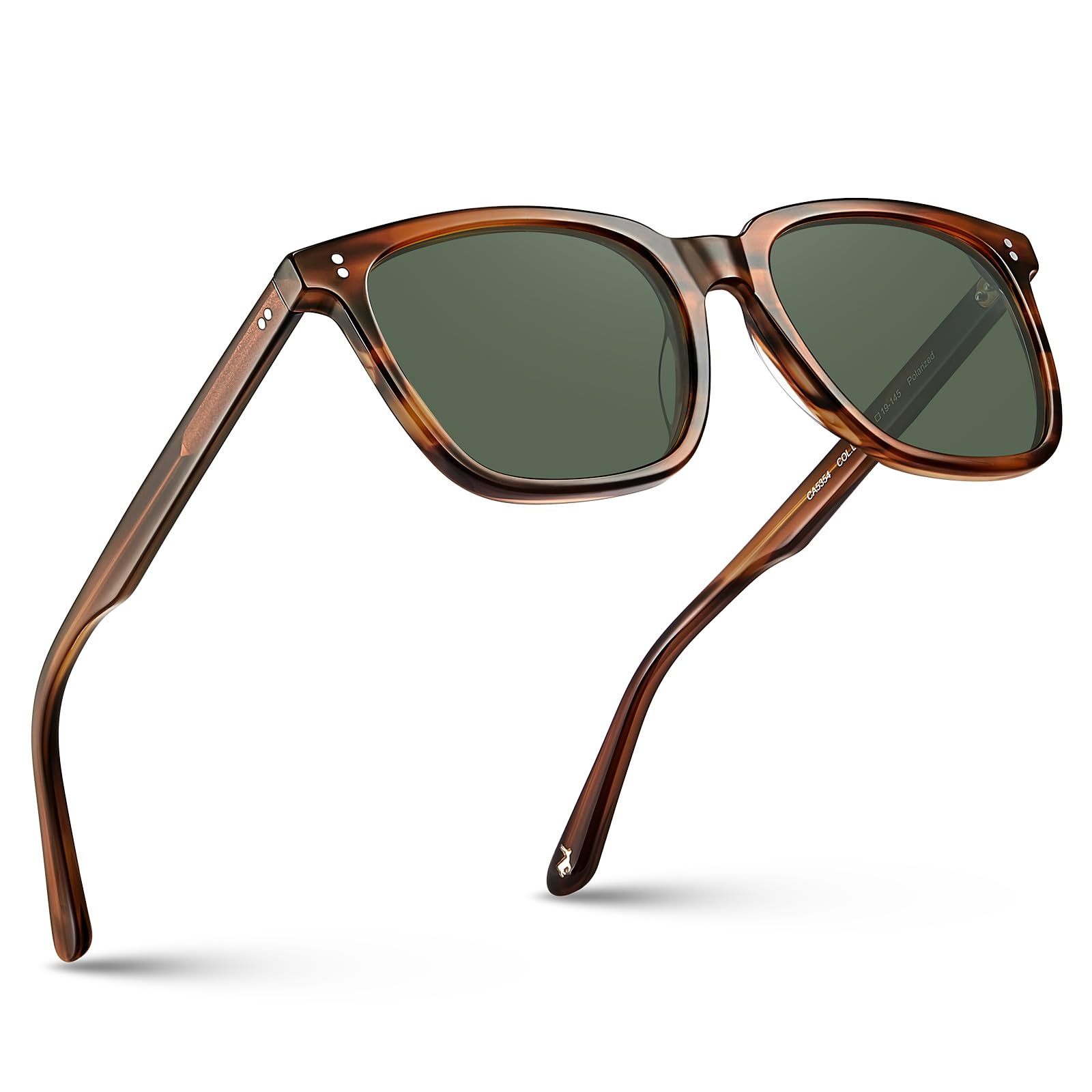 CARFIA Acetate Polarized Sunglasses for Men UV400 Protection Classic Retro Square Shades Driving Glasses