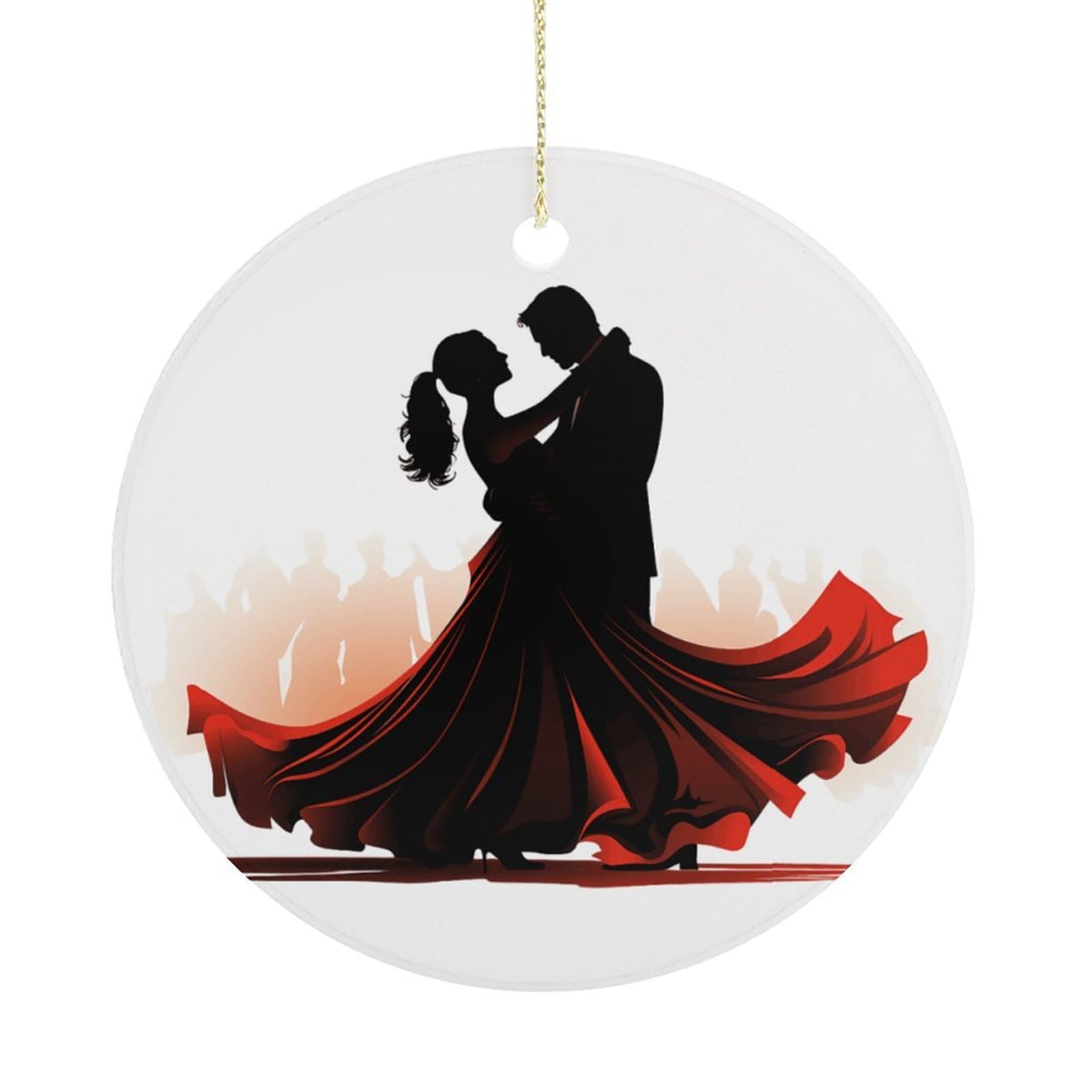 Ballroom Dance Christmas Ornament,Round Ceramic Ornaments Personalized Christmas Tree Ornament for Holiday Porcelain Keepsake Gifts Ideas Home Decor