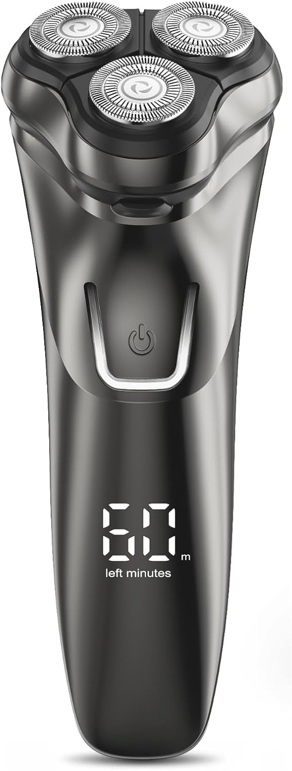 Electric Shaver for Men Waterproof - Wet/Dry Cordless Rotary Shaver - Precision Blades Sensitive Skin Care, USB Fast Charging & Pop-up Trimmer Vintage Black Upgraded1