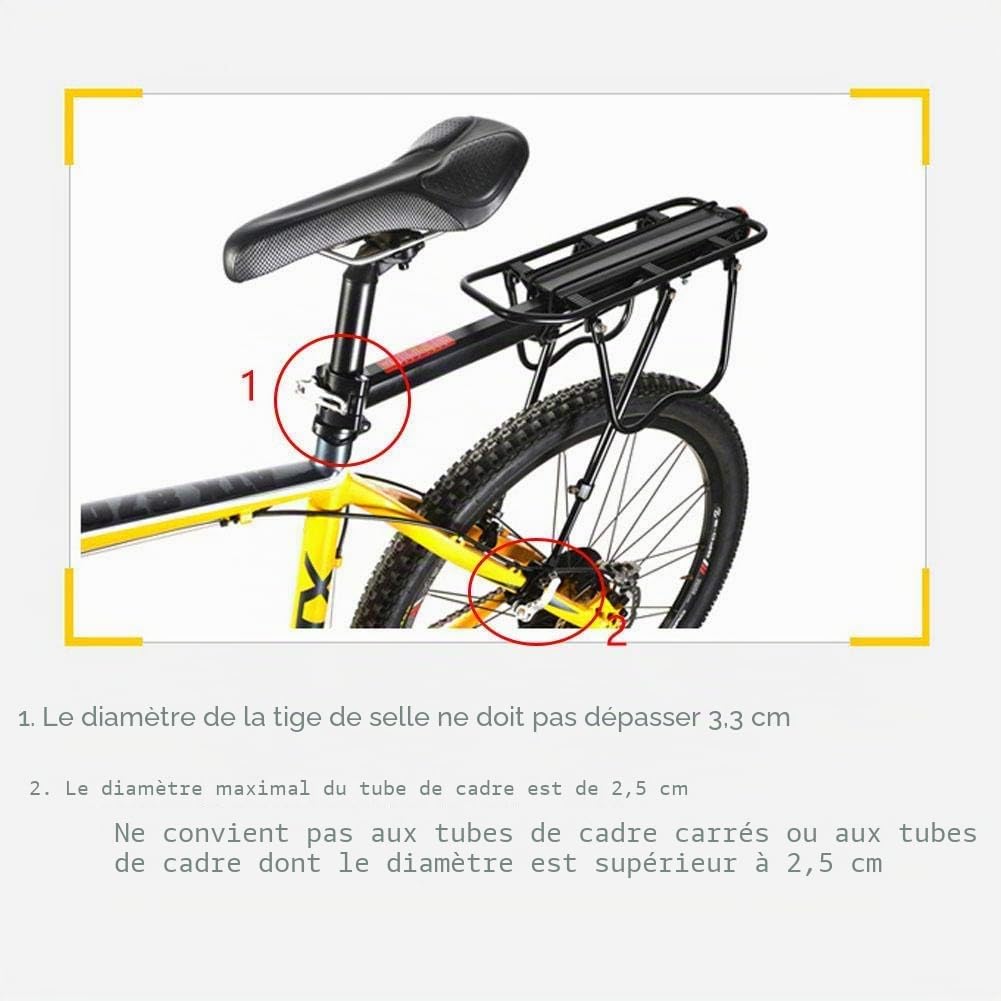 Vélo Porte Bagage, Transporteur Porte Bagages Arrière de Vélo de de 50 Kilogrammes Rack de Vélo avec Réflecteur pour La Plupart des Vélos