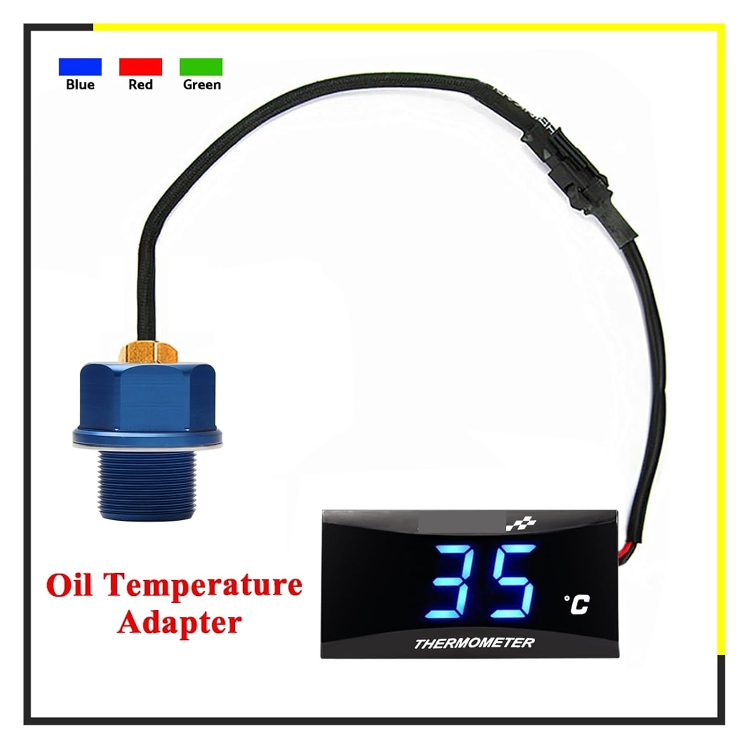 Motorcycle Oil Temperature Gauge Square Digital Instrument Humidity for nmax125 Motorcycle Temperature infiers(Holder-Right)