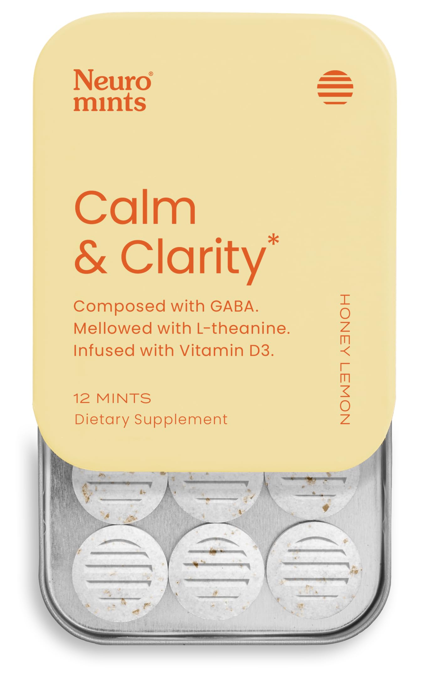 Neuro Calm Clarity Mints - GABA L-Theanine Stress Supplement with Vitamin D3 - Non-Drowsy Functional Calming Mints for
