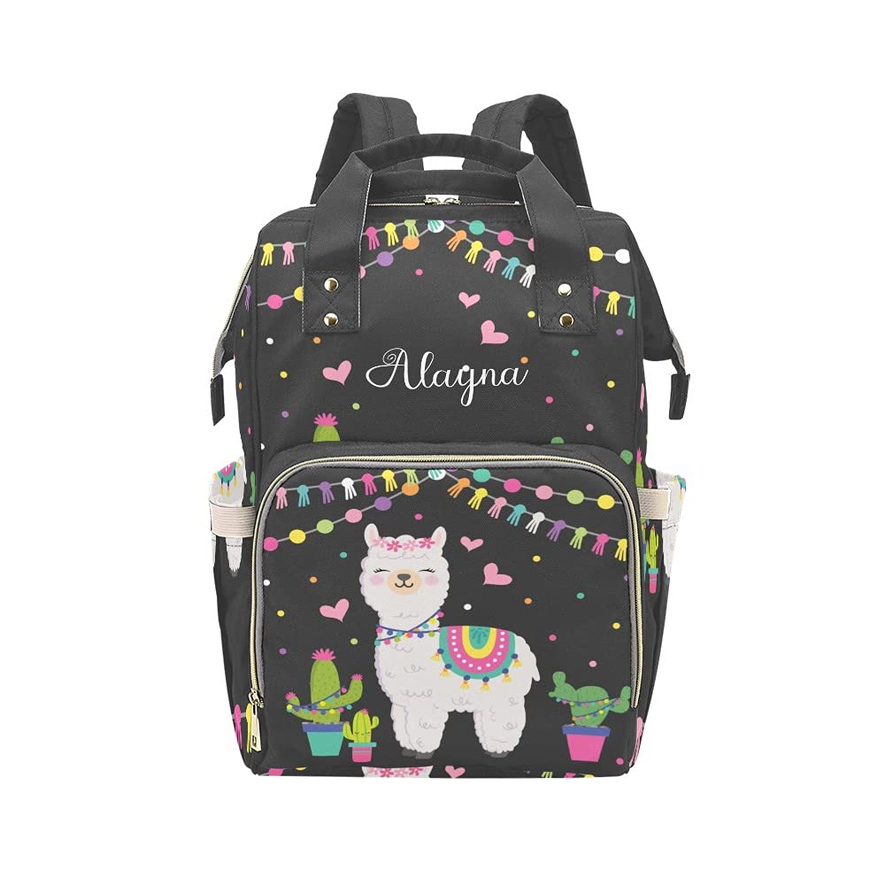 Yeshop Personalized Diaper Backpack Llama Cactus Alpaca Multi Function Diaper Bag Travel Daypack Nursing Nappy Changing Bag