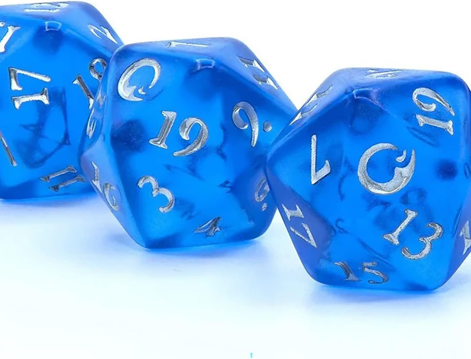 Dune Adventures in The Imperium: Arrakis Melange Dice Set - (5) Twenty Sided Rolplaying Dice Set - Translucent Blue with Silver Numbering, Tabletop Roleplaying Accessory