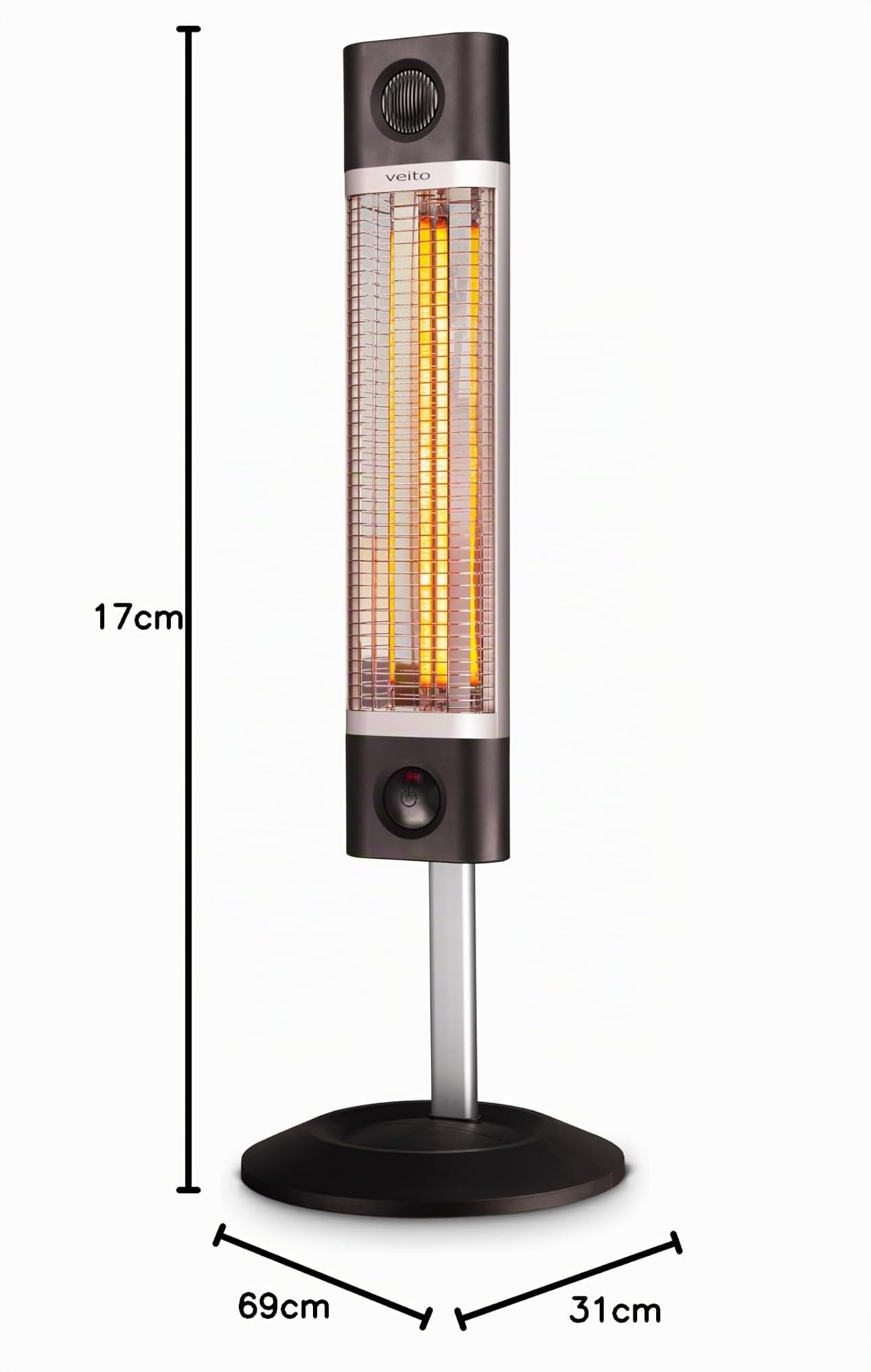 veito CH1800RE - Calefactor halógeno, 1800 W, Color Negro