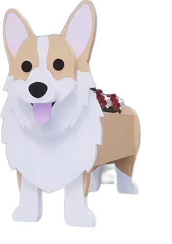 Bamboo's Grocery LoKii Corgi - Maceta para perros, bonita maceta para plantas con forma de animal, para plantas de decoración de interiores y