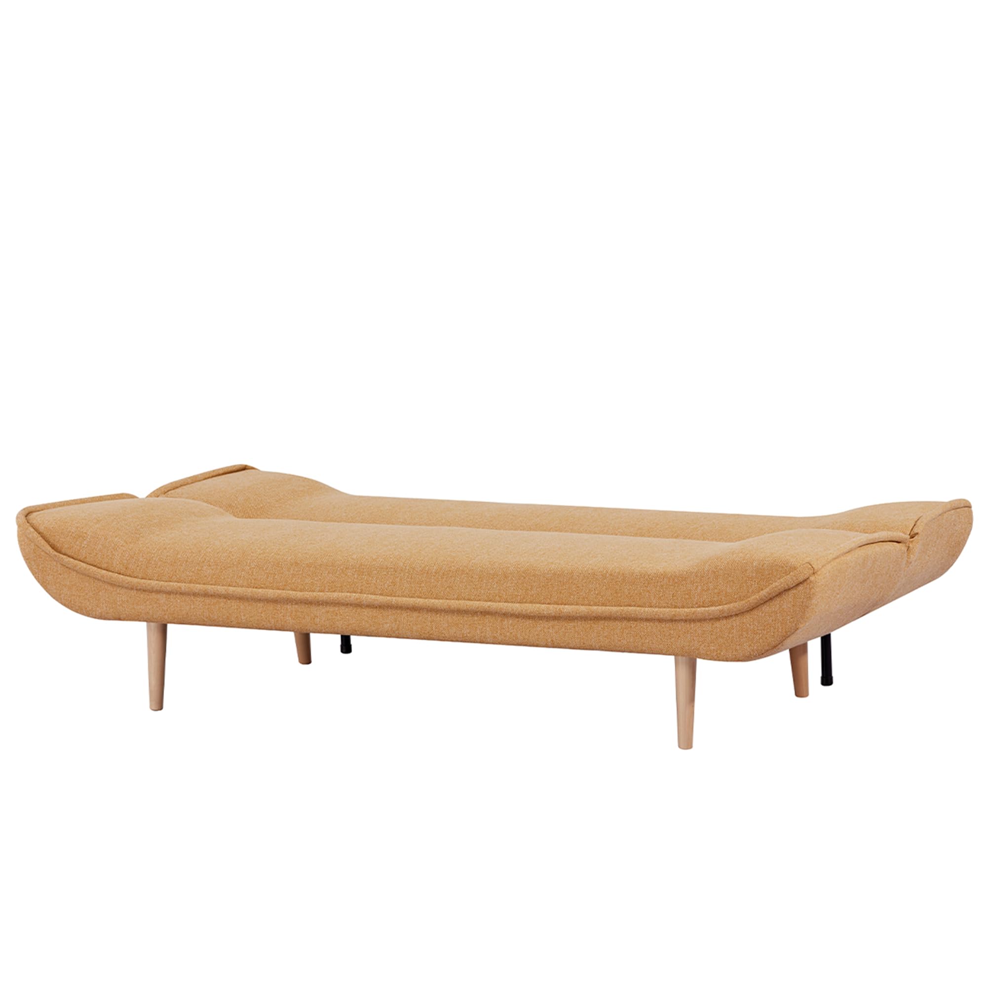 EVERGREENWEB Divano Letto 3 Posti Clic Clac in Tessuto Imbottito color Giallo, Design Moderno, Schienale Reclinabile, Regolabile su 3 Livelli, Trasformabile in Comodo Letto, Gambe in Legno | SOFLA