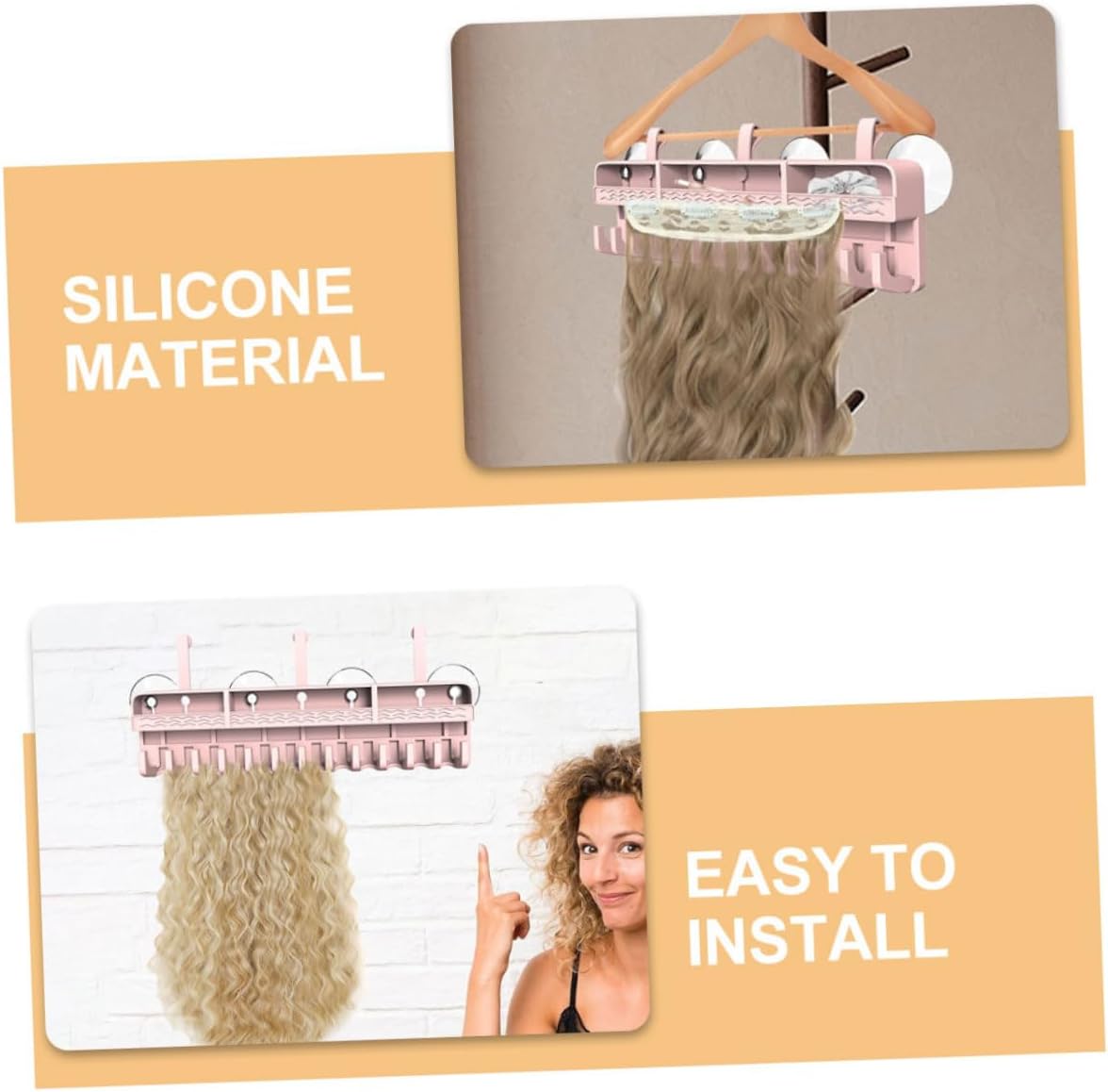 Mikinona Hair Extension Holder Portable Hair Rack Organizer for Salon and Home Use Wall-mounted Display for Wigs and Hairpieces No Drilling Required