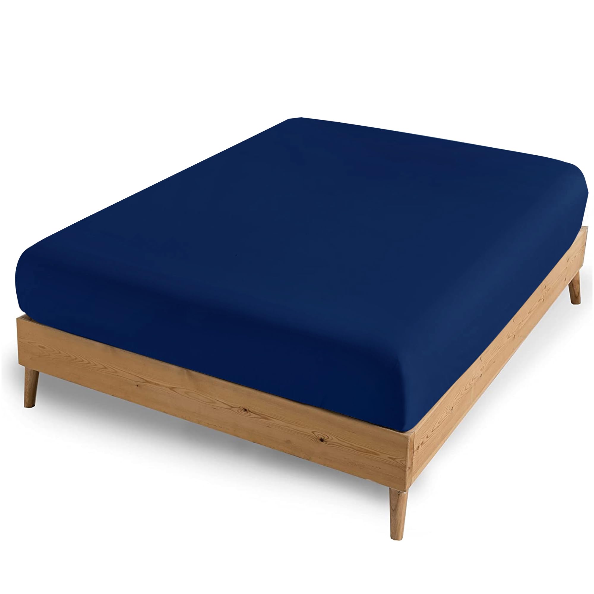 AMEHA King Size Fitted Sheets – Navy Extra Deep Pocket 16 inch (40 cm) - Easy Care - Soft Brushed Microfibre Fabric - Shrinkage and Fade Resistant - Bottom Sheet