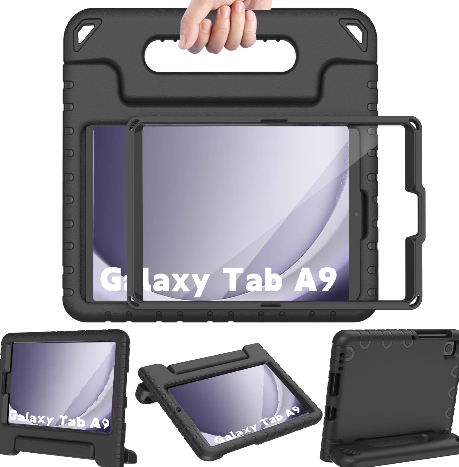 BMOUO Kids Case for Samsung Galaxy Tab A7 Lite 8.7 inch 2021(-T220/T225),Galaxy Tab A7 Lite Case,Shockproof Lightweight Convertible Handle Stand Case for Samsung Galaxy Tab A7 Lite 8.7" 2021,Black