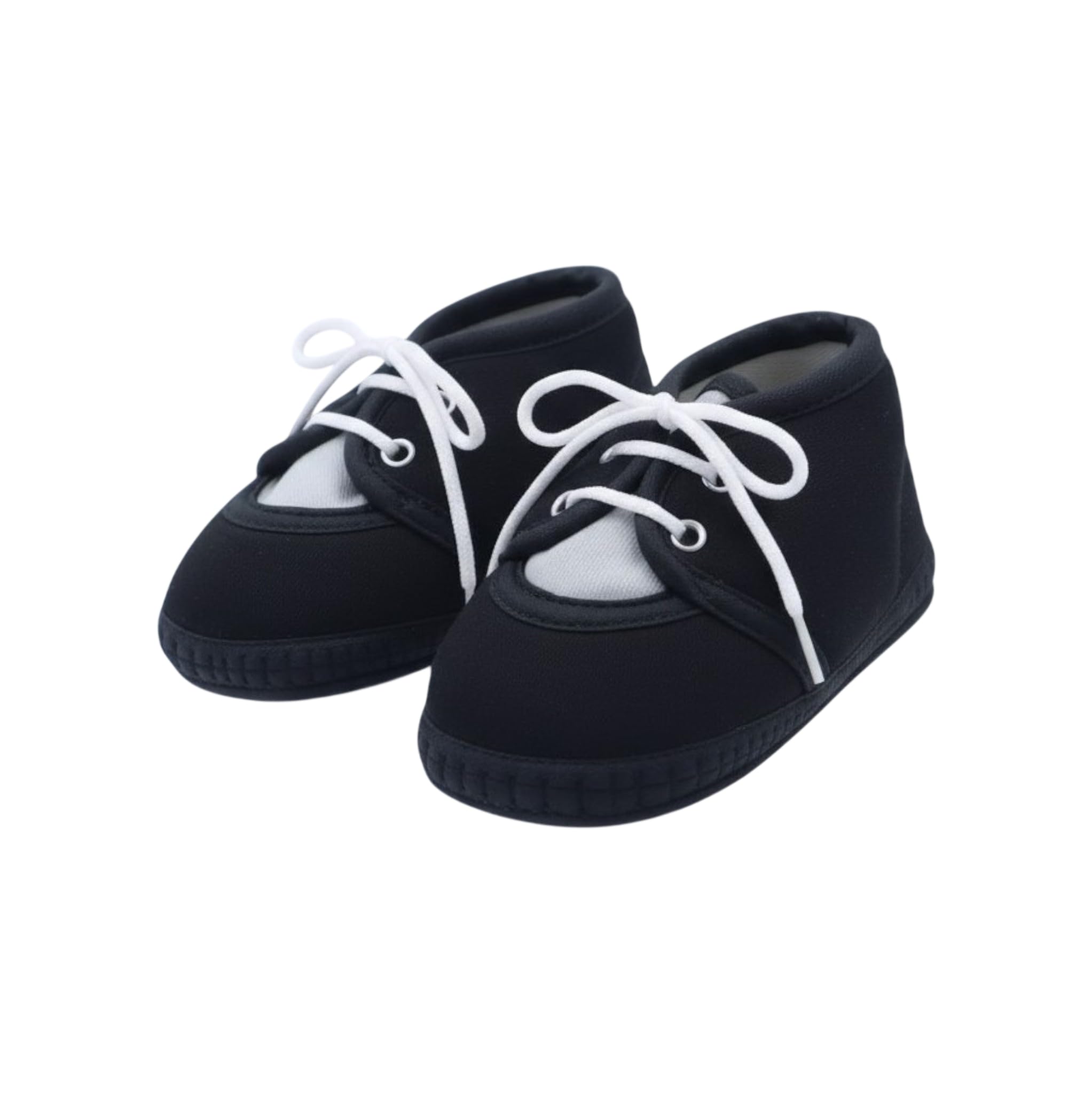 6 to 12 Months Baby Boys & Girls Cotton Solid Anti Slip Lace Booties (Black, White)-BT45-image-39