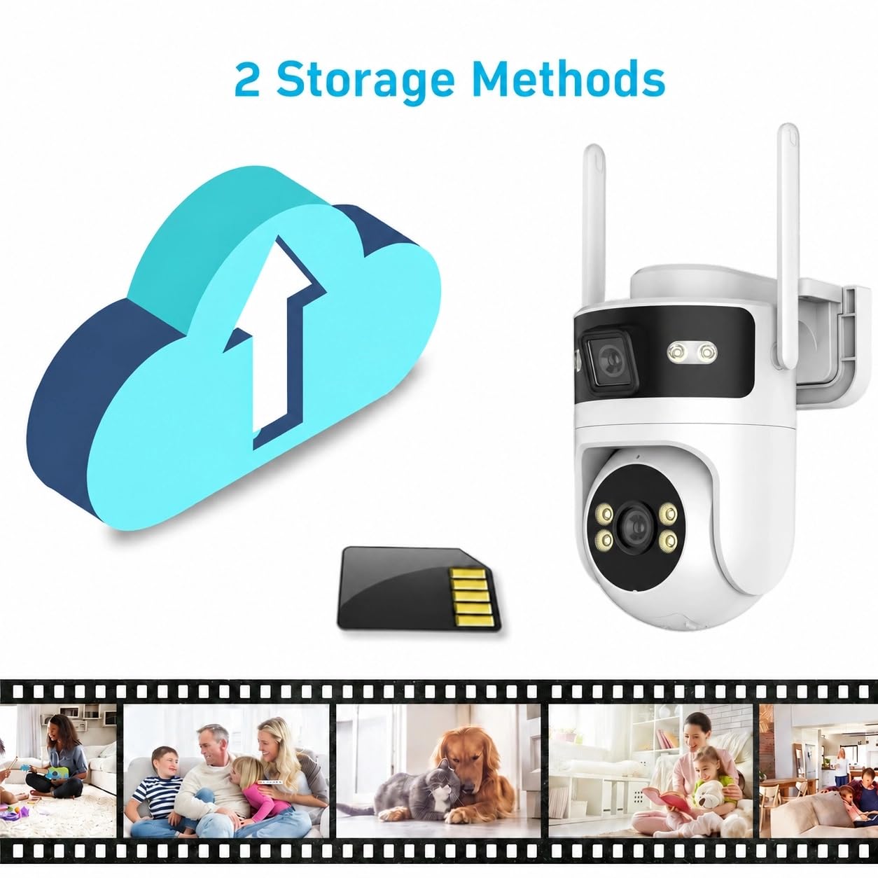 Kamera zewnętrzna WLAN do monitoringu 6 MP Dual Lens, 3 MP + 3 MP PTZ z obrotem o 355°, rozpoznawanie i śledzenie osób, kolorowa widoczność w nocy, dwukierunkowe audio, wodoszczelność IP66