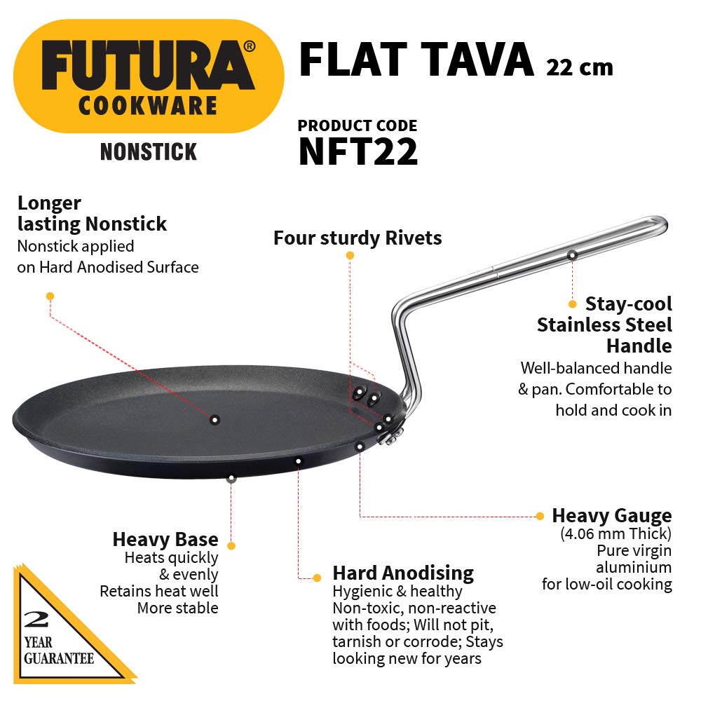 Amazon.com: Hawkins Futura Nonstick Flat Tava 22 cm, 4.06 mm