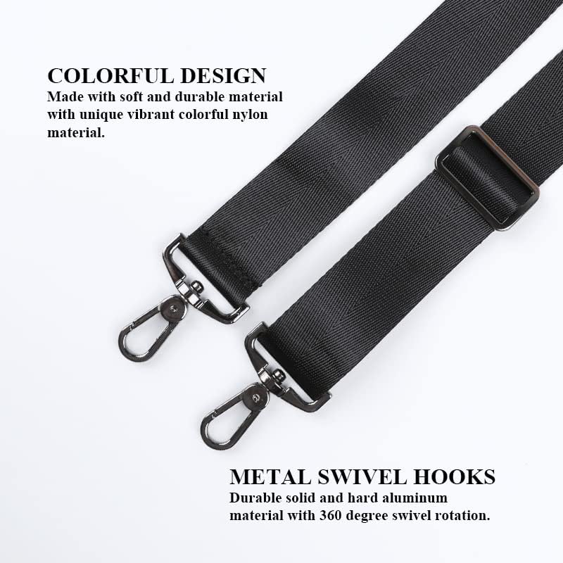 Meffort Inc Adjustable 55 Inch Soft Padded Shoulder Strap Replacement with Metal Hooks for Laptop Bag Camera Travel Case