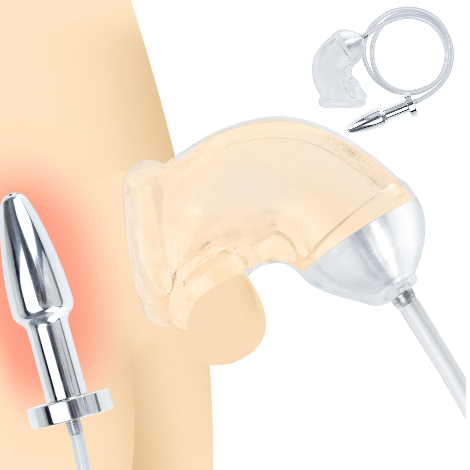 TangQian Silicone Soft Penis Sleeve with Metal Hollow Anal Plug Anal  Dilator Butt Plug Urinal Piss Funnel Enema Anal Shower Slave Bondage Penis  Sleeve SM Sex Toy for Couples Men : Amazon.co.uk: