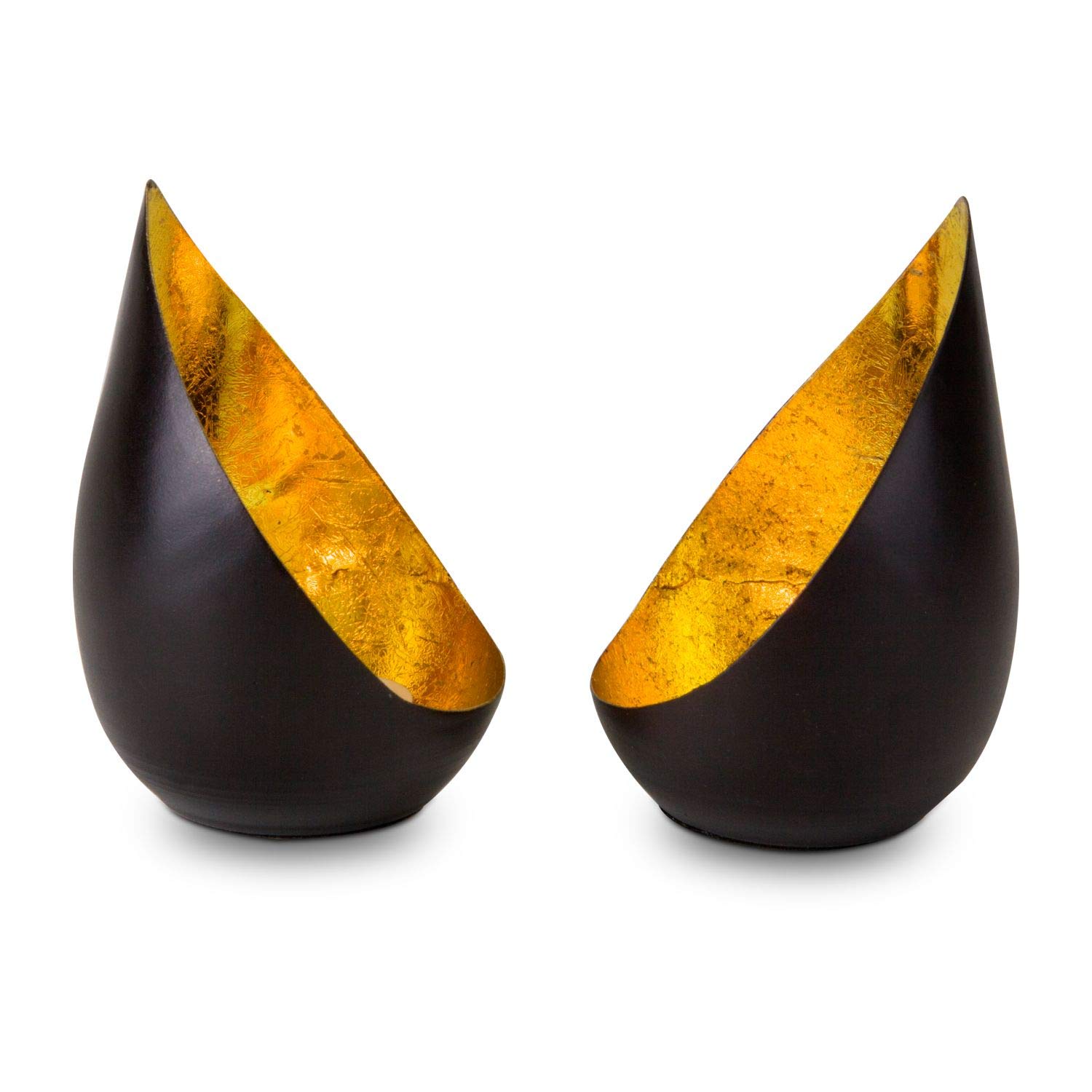 ROMINOX Artykuł prezentowy zestaw świeczek typu tealight // Drops – 2-częściowy, błyszczący złoty blask świec, ze złotą folią, Boże Narodzenie, przyjęcie przy grillu, Walentynki, Dzień Matki; wymiary: każda ok. 7,9 x 7,5 x 11 cm