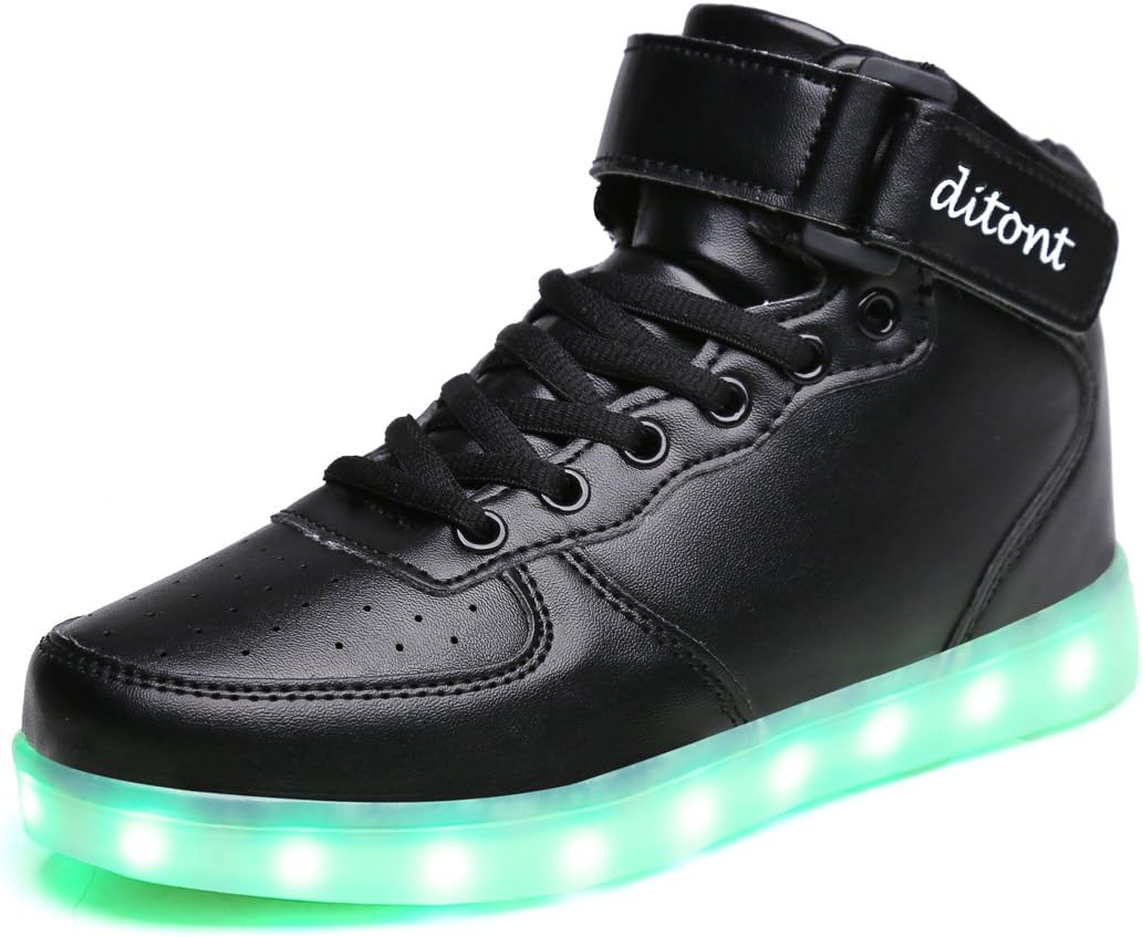 ditont LED Light Up Shoes Flashing Sneakers with Remote for Kids Boys Girls (DT98Black26)