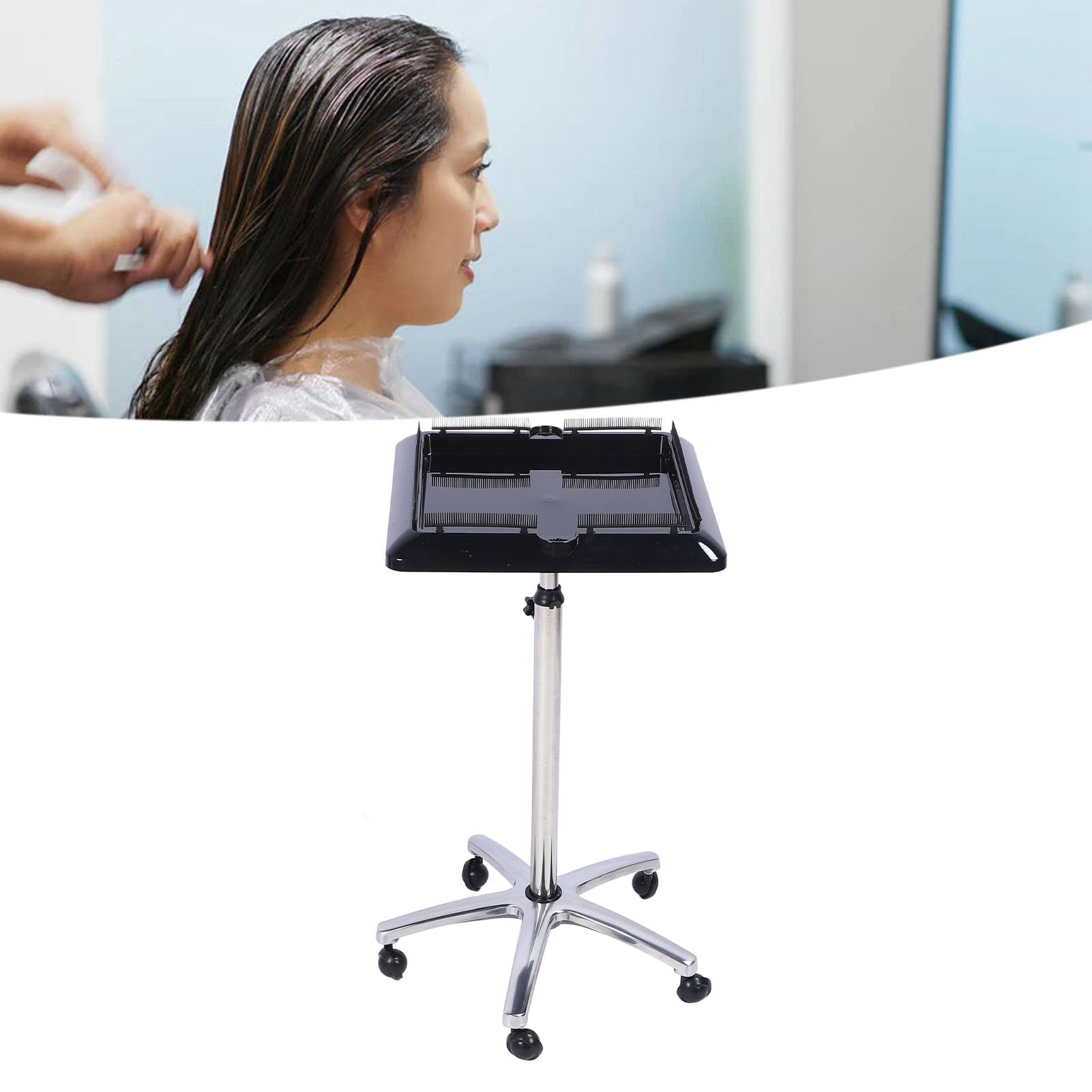 Generic Carro con Bandeja para Salón, Carro con Bandeja Rodante para Peluquero Duradero, Ruedas Flexibles, para Extensión de Cabello para Salón de Pelucas, 40 X 40 X 70 Cm a 40 40 110 Cm