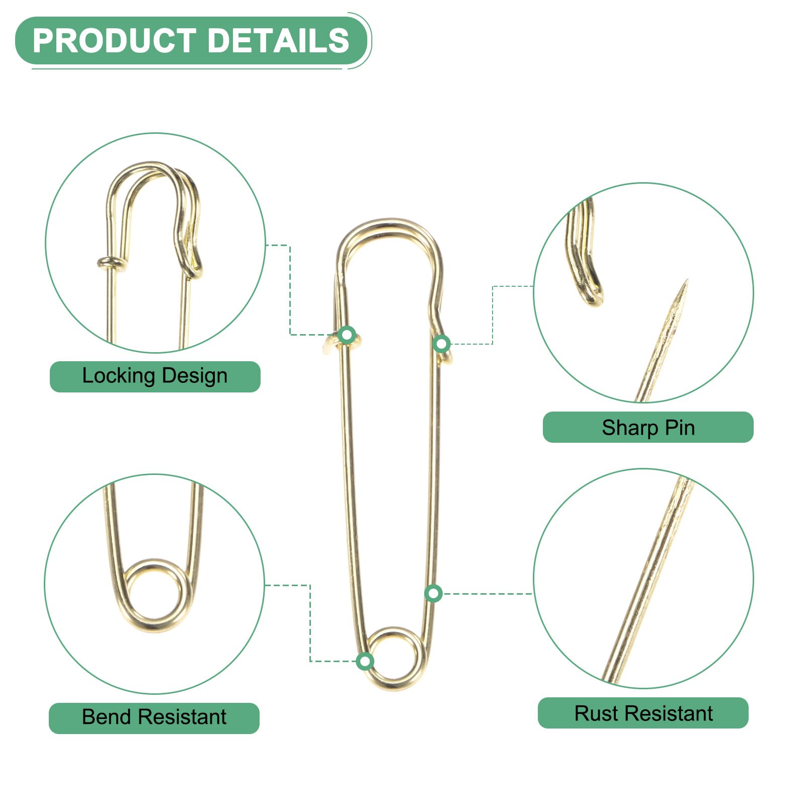 M METERXITY 30-Pack Large Safety Pins - Image 2