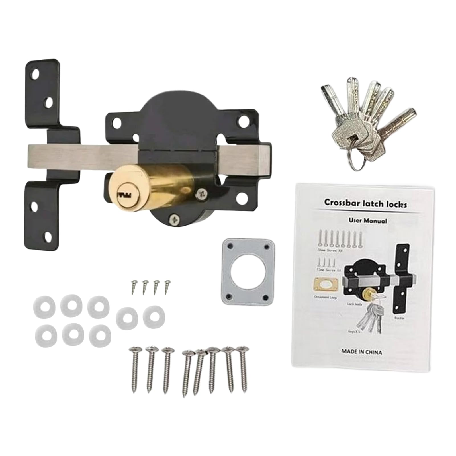 Barn Door Latch en Acier Trempé Targette Sécurisée 5 Clés pour Placard