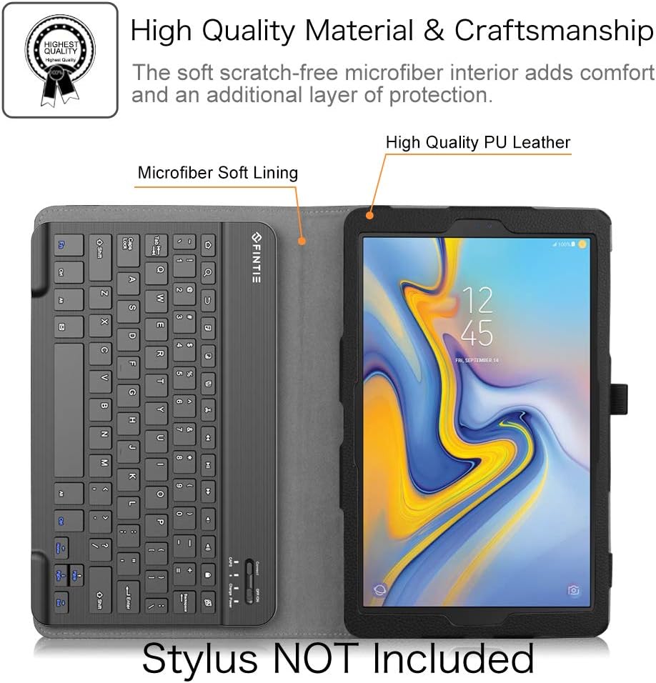 Fintie Folio Keyboard Case for Samsung Galaxy Tab A 10.5 2018 Model SM-T590/T595/T597 - Premium PU Leather Stand Cover with Removable Wireless Bluetooth Keyboard, Black